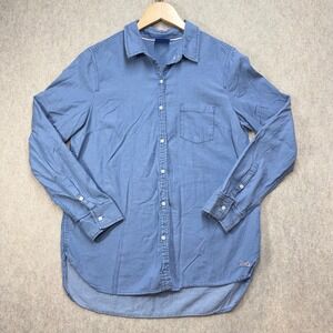 Le Tigre Womens Blue Chambray Button Down Shirt Long Sleeve Cotton Size L